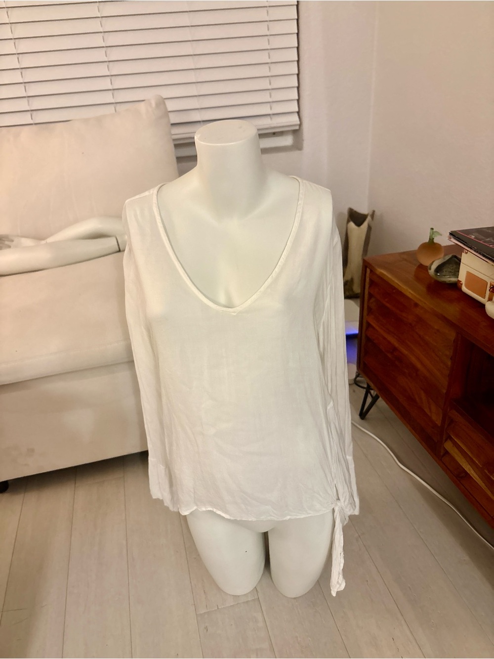 cloth & stone White Scoop Neck Blouse